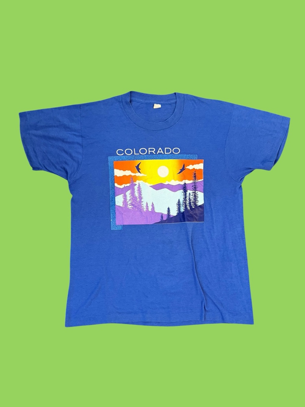 Vintage 70s Colorado Shirt Single Stitch Thin Blue Soft XL